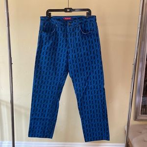 Supreme Jaguar blue & black denim jean, size 34. Authentic